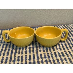 Frankoma Pottery 4SC Mustard Soup Mugs x 2